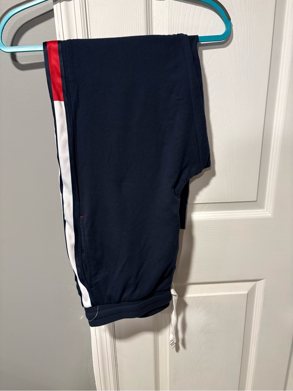 Tommy Hilfiger Navy Sweatpants with Red & White Side Stripes